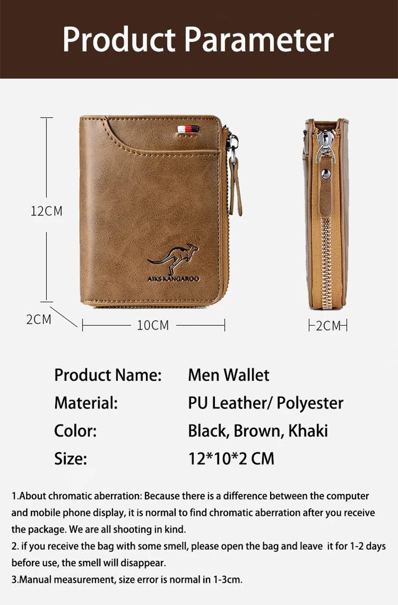 Carteira Masculina de Couro, Porta-Cartões Empresarial, Carteira de Luxo com Zíper, Carteiras Masculinas com Proteção RFID, Carteira Masculina de Luxo.