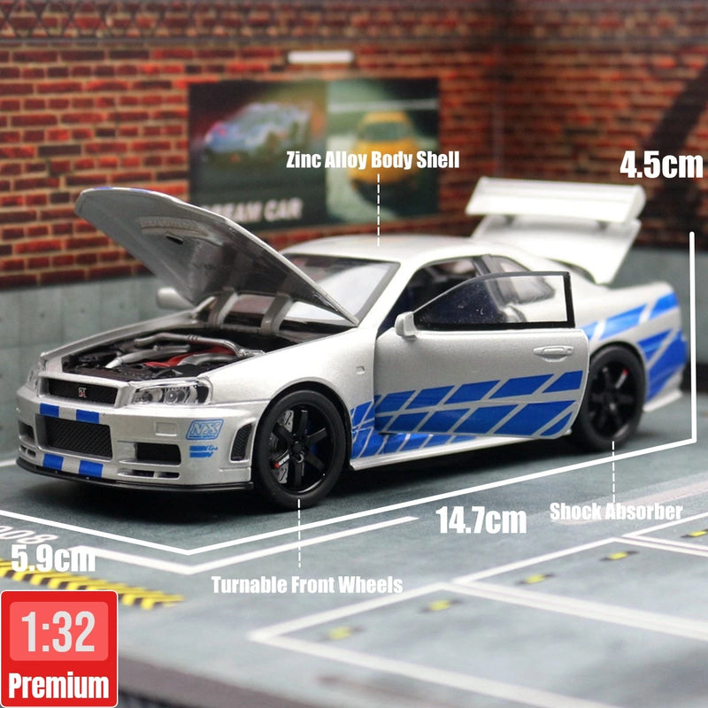 Carro de Brinquedo Nissan Skyline GTR R34 - Escala 1:32