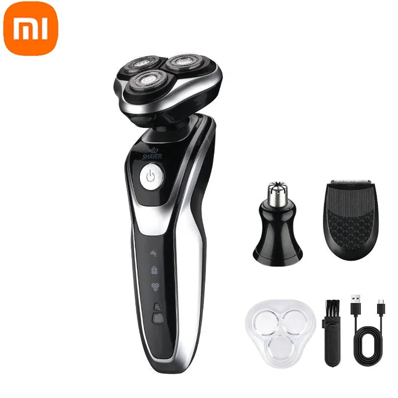 Aparador Elétrico Xiaomi MIJIA, Máquina de Barbear Rotativa, Aparador de Barba, Recarregável, à Prova d'Água.