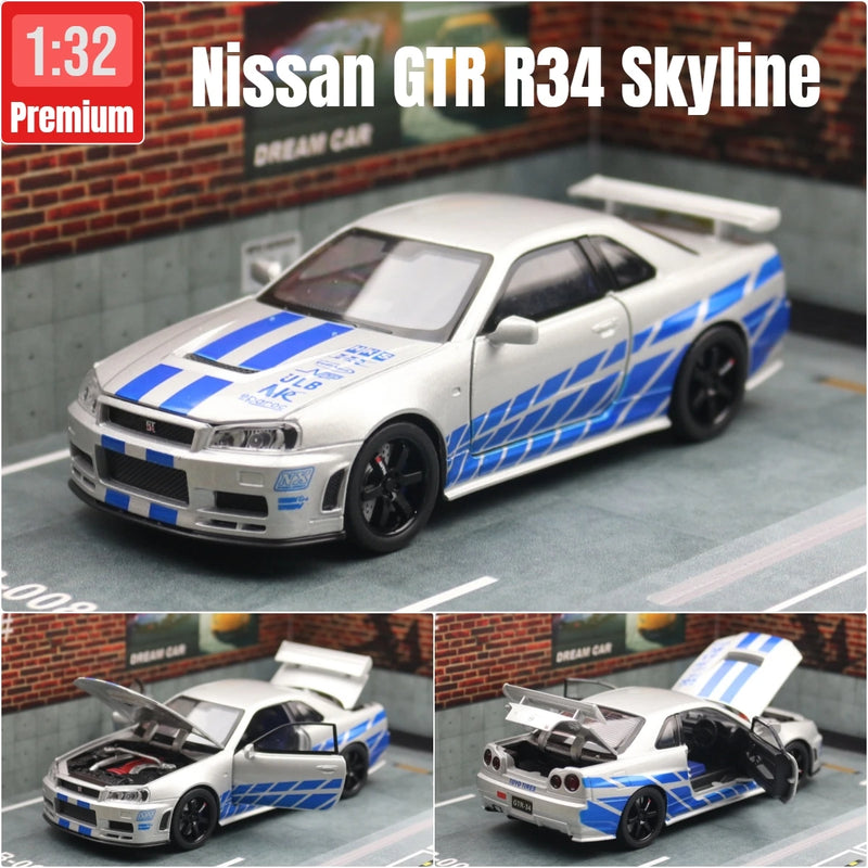 Carro de Brinquedo Nissan Skyline GTR R34 - Escala 1:32