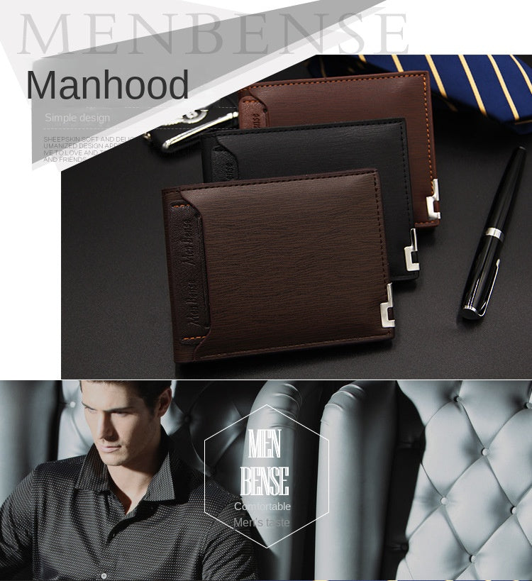 Carteira Masculina Fashion em Couro PU, Porta-cartões Curto, Carteira de Luxo para Homens, Designer, Carteira de Notas Masculina, Carteira Pequena e Portátil.