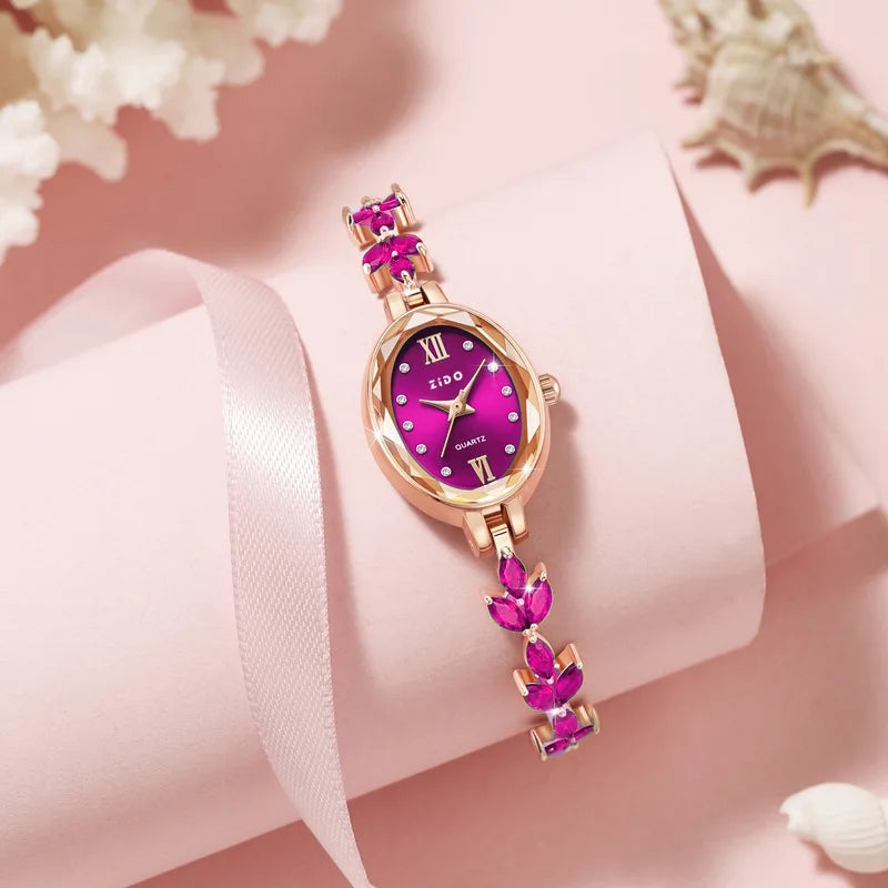 Relógio Feminino UTHAI V22, Luxo Leve com Diamantes Embutidos, Relógio Feminino à Prova d'Água, Relógio de Pulso Oval de Moda com Bracelete de Quartzo.