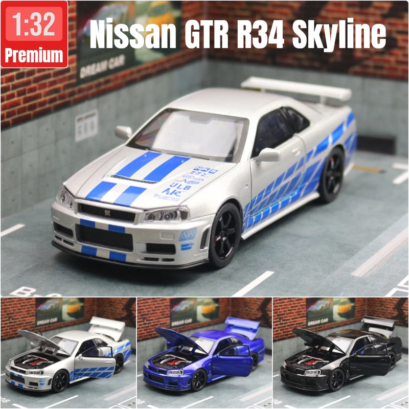 Carro de Brinquedo Nissan Skyline GTR R34 - Escala 1:32