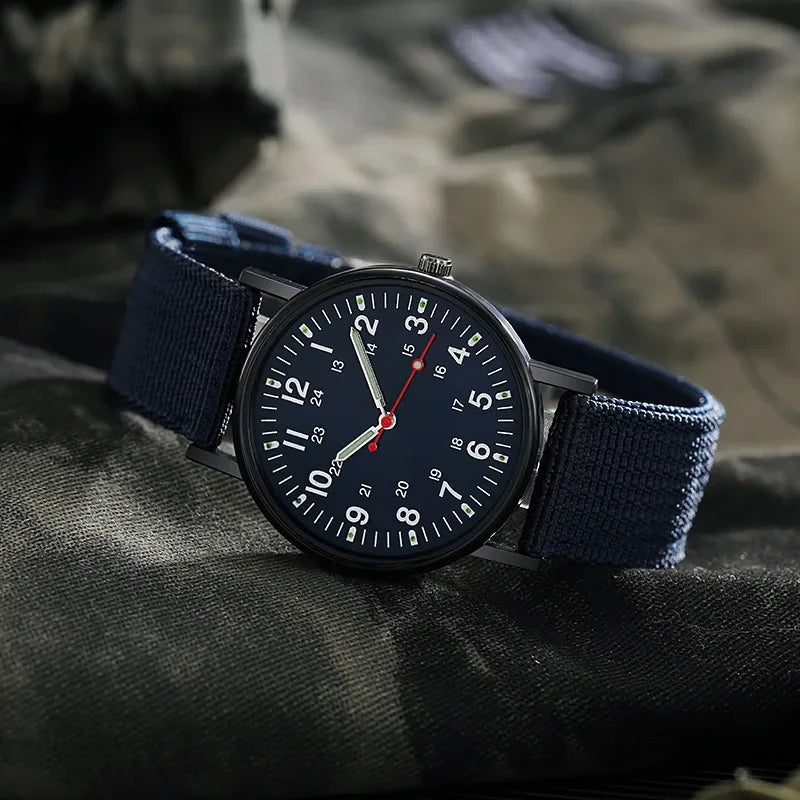 Relógio Militar Esportivo Masculino Luminoso, Resistente a Choques, Relógio de Pulso Masculino com Pulseira de Nylon Simples, Relógio Quartz Masculino.