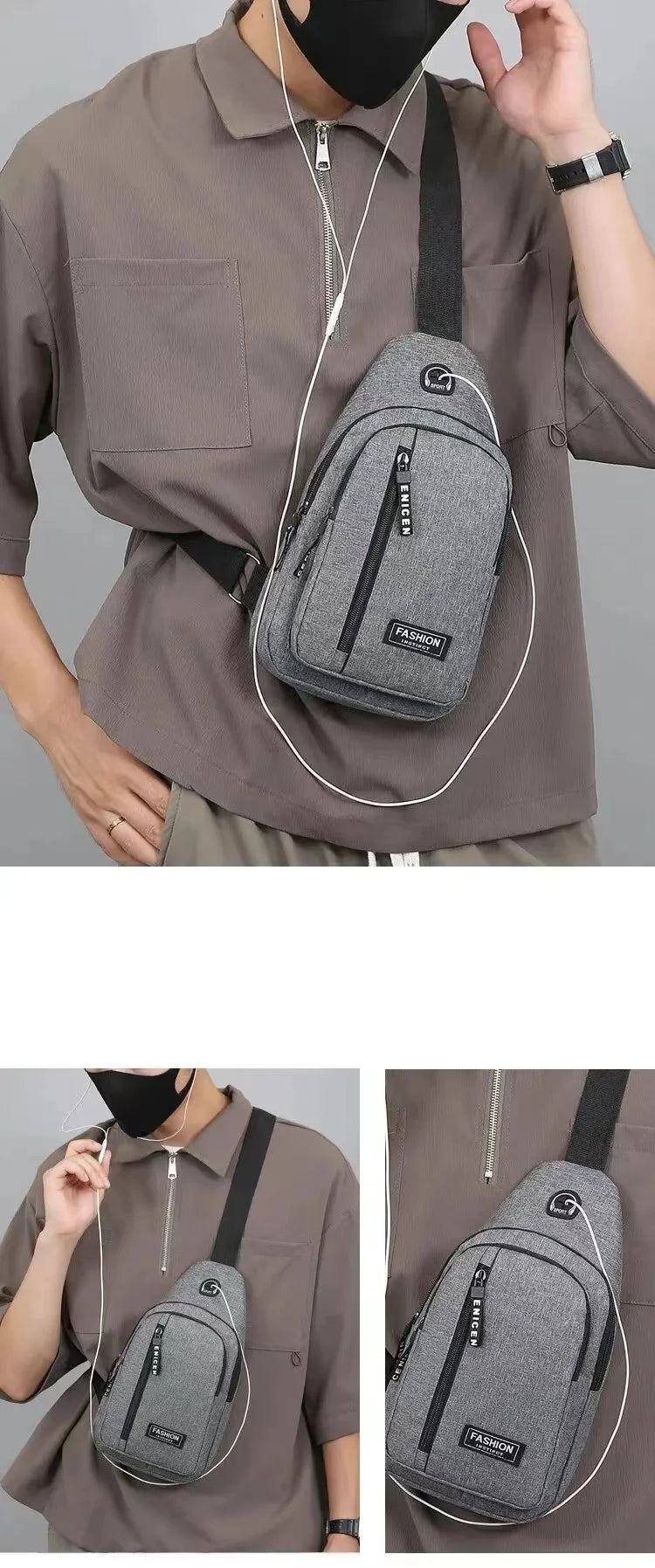 Chest Bag Men's One Shoulder Crossbody Bag Mini Simple Sling Bags Outdoor Sport Messenger Bags Daily Small Shoulder Bag For Men