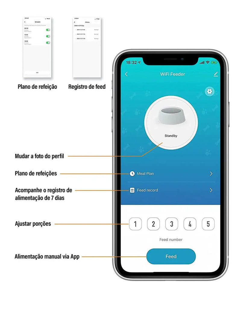 Dispensador Automático de Ração para Gatos e Cães - 4L, Alimentador Inteligente com Controle via APP