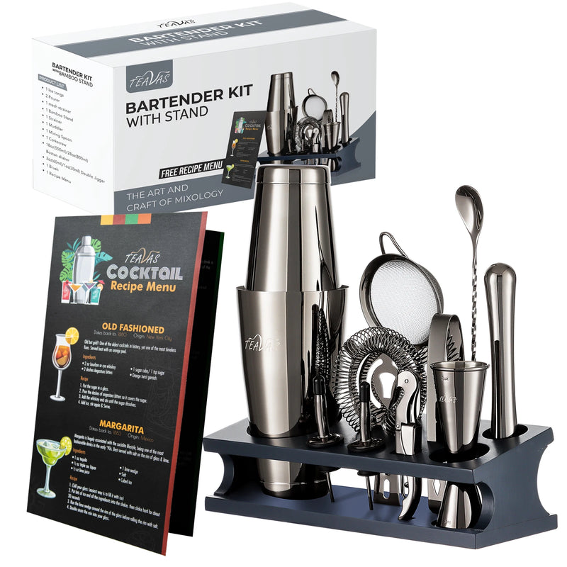 TEAVAS 25 Pieces Mixology Bartender Kit with Cocktail Shaker & Japanese Jigger - Cocktail & Alcohol Mixer Shaker Set - barware