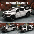 Modelo em Miniatura Dodge RAM MAMMOTH Pickup 1/32 - Carro de Brinquedo Diecast em Metal, Veículo Off Road com Som e Luz, Modelo de Retorno e Presente para Menino