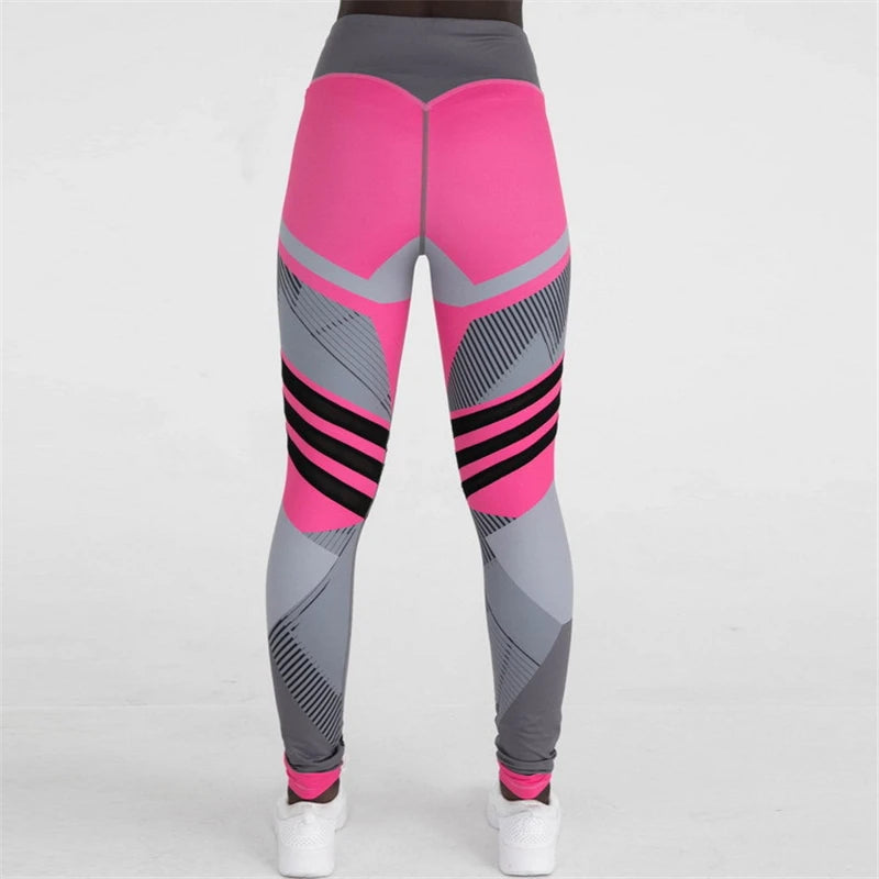 Calças de Yoga com Estampa de Marca HDDHDHH, Leggings Femininas de Fitness com Elementos Geométricos, Calças Esportivas de Cintura Alta.