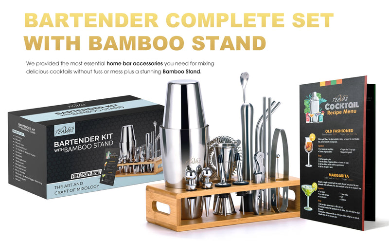 TEAVAS 25 Pieces Mixology Bartender Kit with Cocktail Shaker & Japanese Jigger - Cocktail & Alcohol Mixer Shaker Set - barware