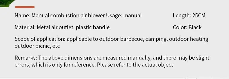 Hand BBQ Fan Outdoor BBQ Fan Air Blower For Barbecue Picnic Manual Grill BBQ Fan Fire Bellows BBQ Tools