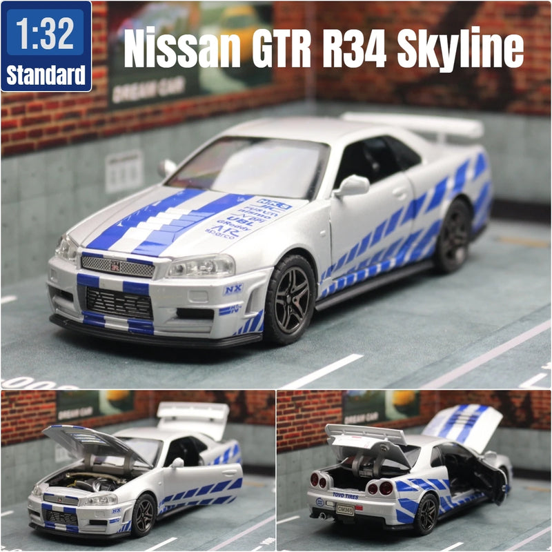 Carro de Brinquedo Nissan Skyline GTR R34 - Escala 1:32