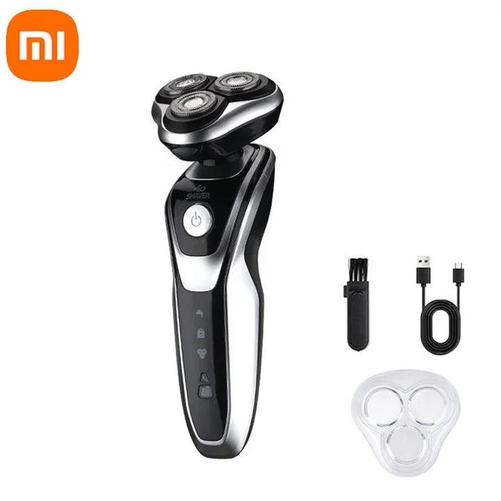 Aparador Elétrico Xiaomi MIJIA, Máquina de Barbear Rotativa, Aparador de Barba, Recarregável, à Prova d'Água.