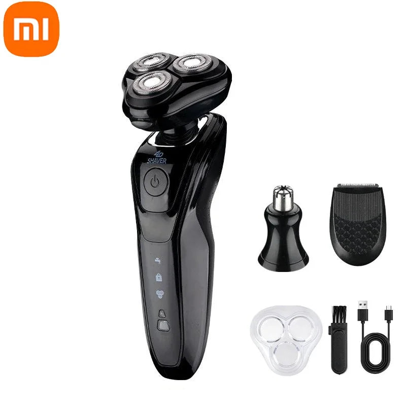 Aparador Elétrico Xiaomi MIJIA, Máquina de Barbear Rotativa, Aparador de Barba, Recarregável, à Prova d'Água.