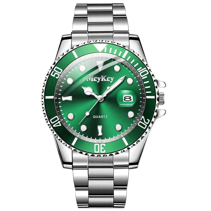 Relógio Masculino com Pulseira de Aço, Verde Aqua Ghost, com Calendário, Relógio Quartz Clássico, Relógios Masculinos de Moda, Acessórios de Combinação.