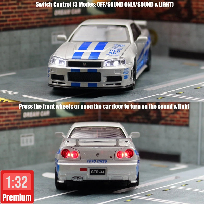 Carro de Brinquedo Nissan Skyline GTR R34 - Escala 1:32