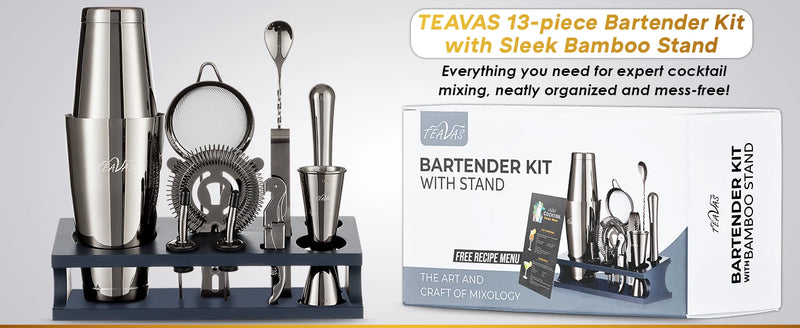 TEAVAS 25 Pieces Mixology Bartender Kit with Cocktail Shaker & Japanese Jigger - Cocktail & Alcohol Mixer Shaker Set - barware