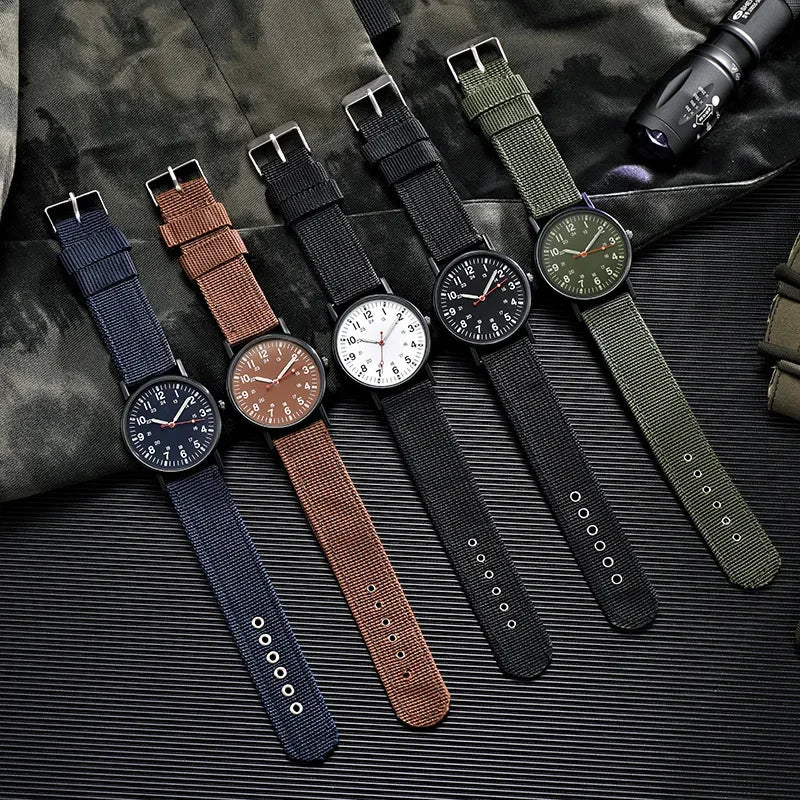 Relógio Militar Esportivo Masculino Luminoso, Resistente a Choques, Relógio de Pulso Masculino com Pulseira de Nylon Simples, Relógio Quartz Masculino.