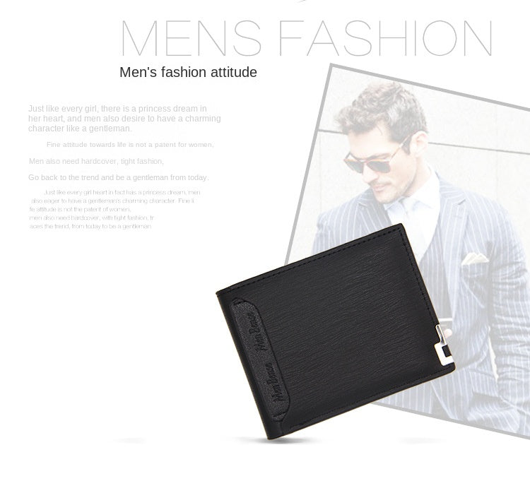 Carteira Masculina Fashion em Couro PU, Porta-cartões Curto, Carteira de Luxo para Homens, Designer, Carteira de Notas Masculina, Carteira Pequena e Portátil.